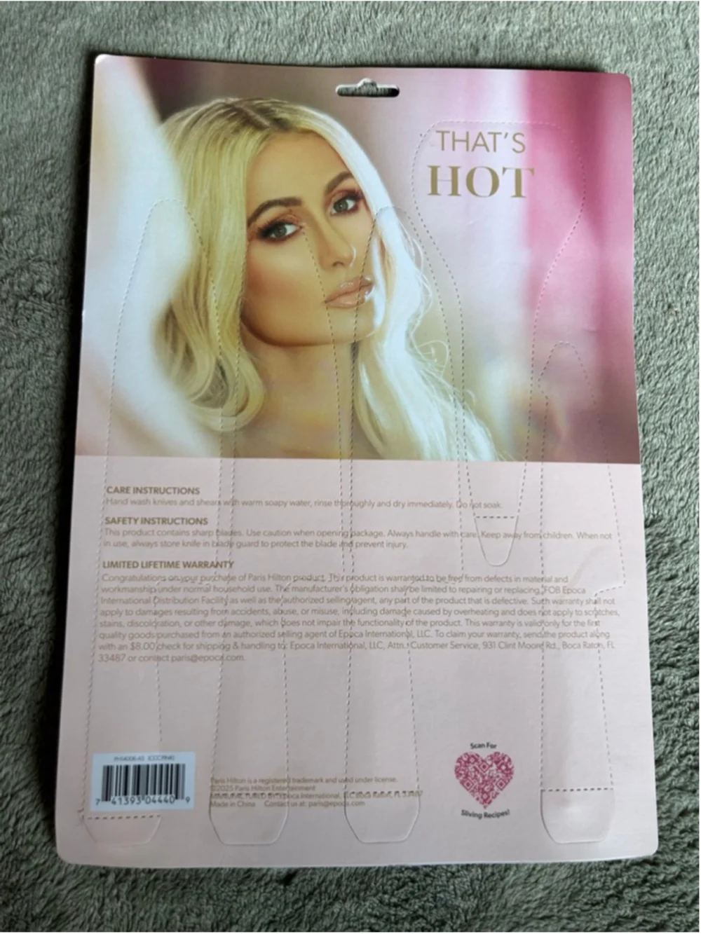 Paris Hilton Pink 5 pcs cutlery knife set kitchen shears paring bread chef, New